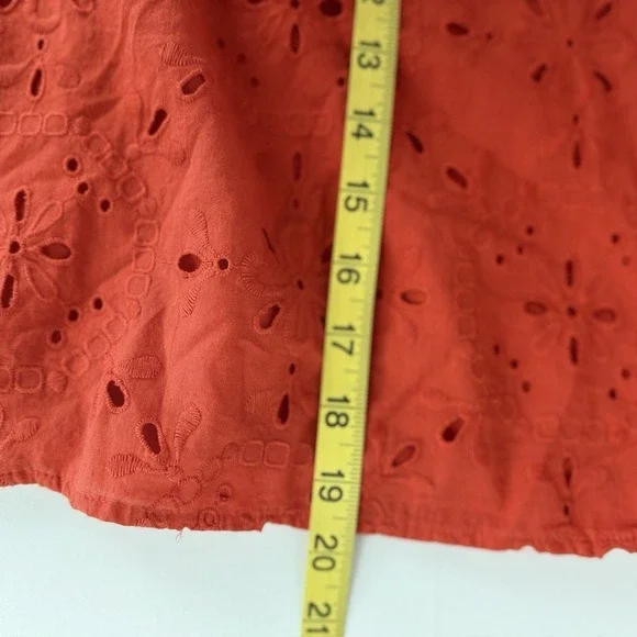 Ann Taylor Top Women Extra Large Orange Eyelet Lace Off Shoulder Sleeveless Crop - Picture 7 of 9